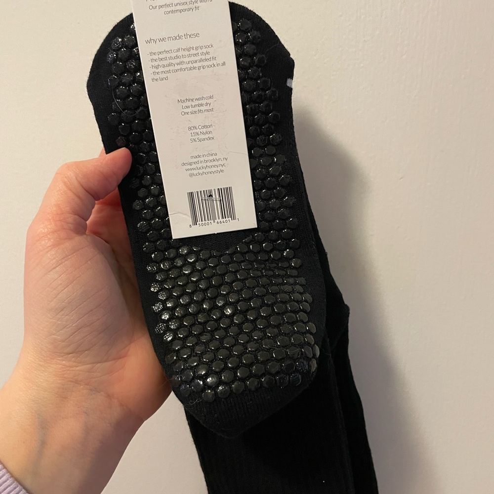 Lucky Honey Grip Socks: The Dad Socks in Black w/White Stripe - Picture 6 of 10